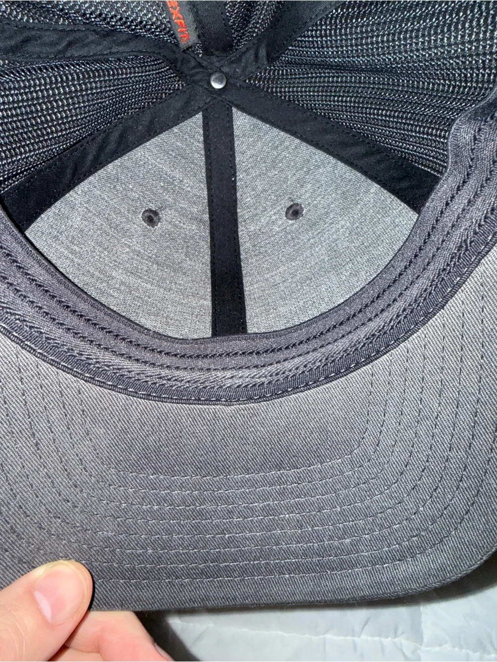Columbia Black Trucker Hat with Red & White Flag Patch